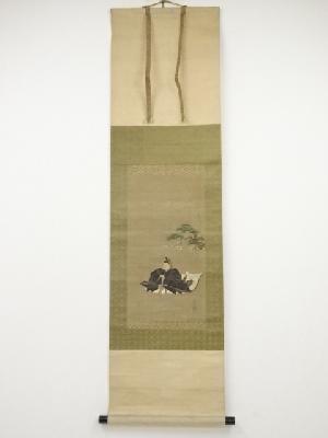 幕末頃　正芳筆　天神図　肉筆絹本掛軸（保護箱）